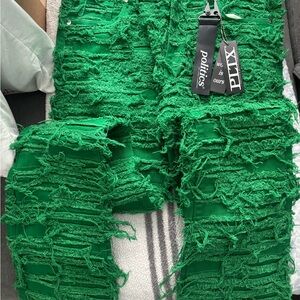 TC Green Distressed Bootcut Jeans